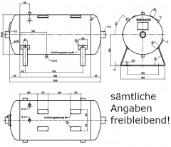 Druckluftbehälter 150 ltr, 11 bar, liegend, grundiert