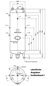 Druckluftbehälter 500 ltr. 11 bar, stehend, grundiert