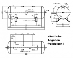 Druckluftbehälter 350 ltr. 11 bar, liegend, grundiert