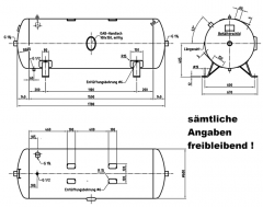 Druckluftbehälter 500 ltr. 11 bar, liegend, grundiert