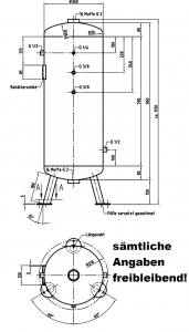 Druckluftbehälter verzinkt, 90 ltr., 11 bar, stehend