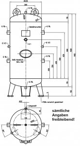 Druckluftbehälter verzinkt 150 ltr., 11 bar, stehend