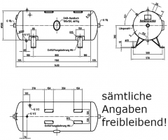 Druckluftbehälter verzinkt, 250 ltr., 11 bar, liegend