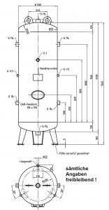Druckluftbehälter verzinkt, 250 ltr., 11 bar, stehend
