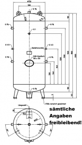 Druckluftbehälter verzinkt, 750 ltr., 11 bar, stehend